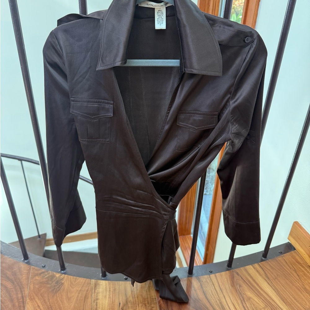 Diane Von Furstenberg Chocolate Wrap Blouse